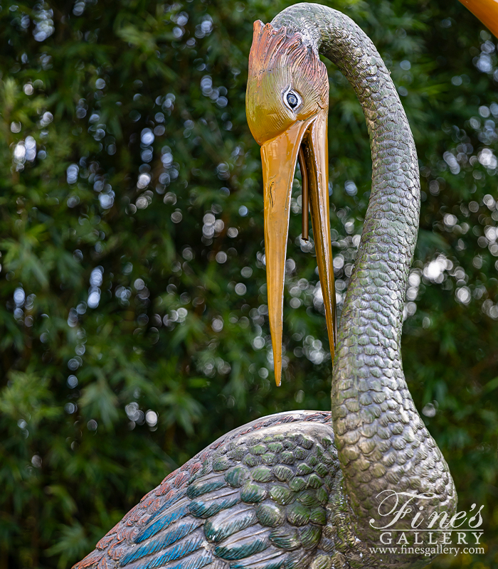 Bronze Fountains  - 8 Foot Tall Colorful Tropical Bird Bronze Statue Pair - BF-381
